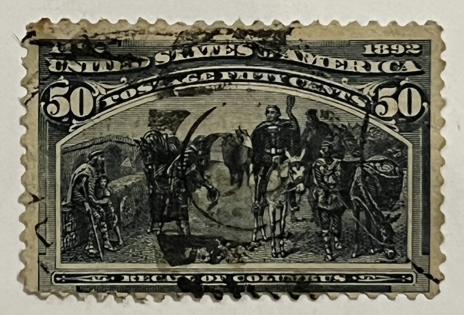 RARE 1893 U.S. 50C USED STAMP #240 RECALL OF COLUMBUS COLUMBIAN EXPOSITION ISSUE RARE 1893 U.S. 50C USED STAMP #240 RECALL OF COLUMBUS COLUMBIAN EXPOSITION ISSUE