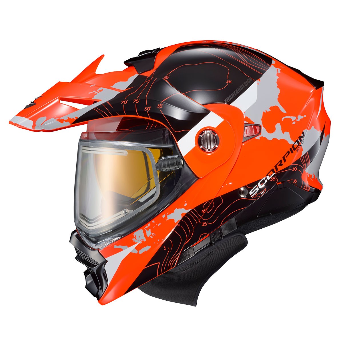 Scorpion EXO-AT960 Topographic Modular Snow Helmet w/Electric Shield Orange