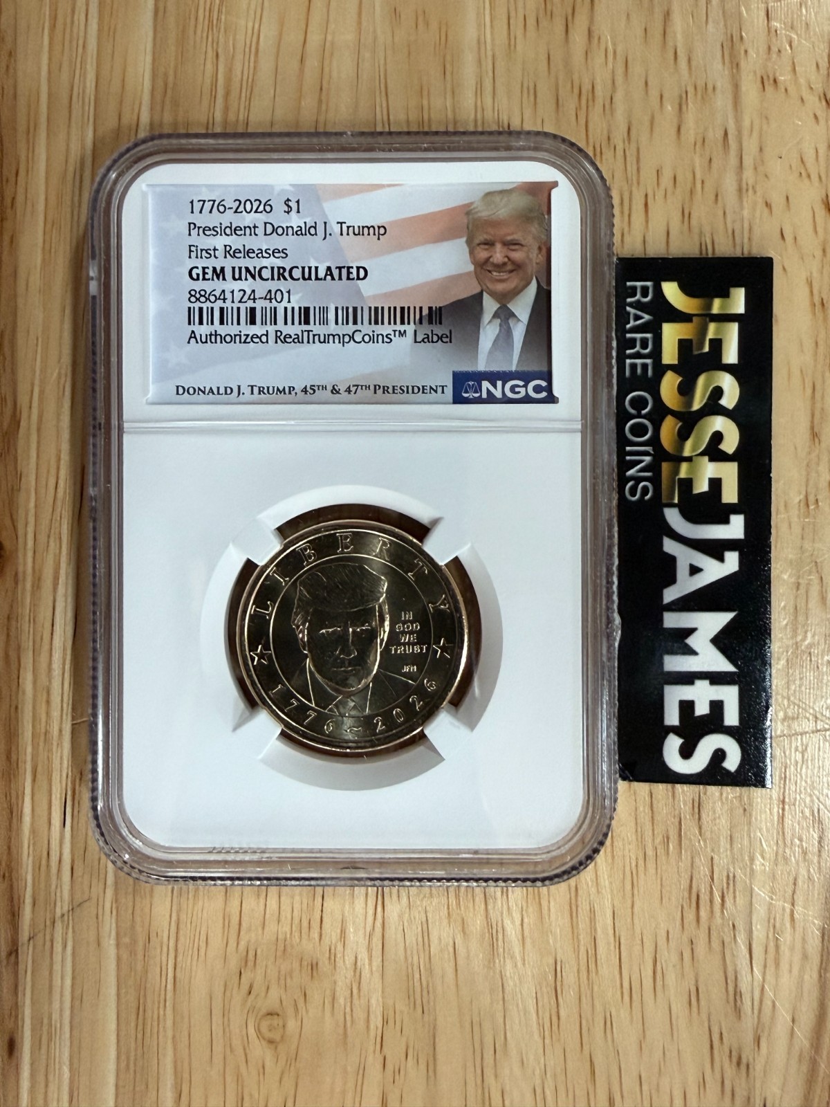 1776 - 2026 $1 DONALD TRUMP DOLLAR COIN NGC GEM UNCIRCULATED FR AUTHORIZED LABEL