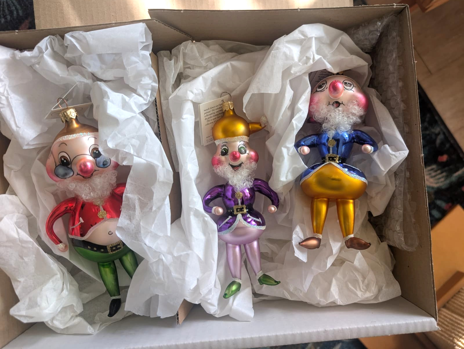 Christopher Radko Disney Snow White 7 Dwarfs Ornaments Set of 3, 1997