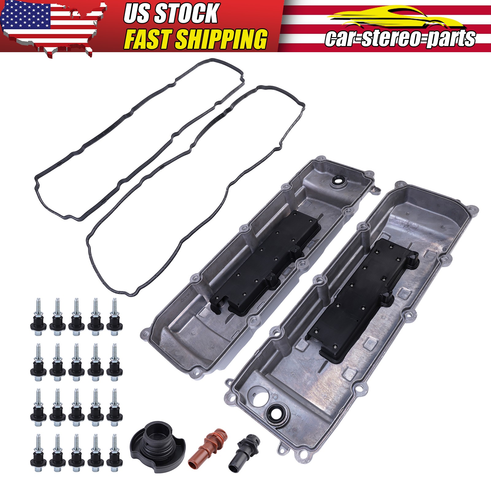 Aluminum Valve Cover Kit w/Gakset For Ford 2012-2017 F-250 F-350 Super Duty 6.2L