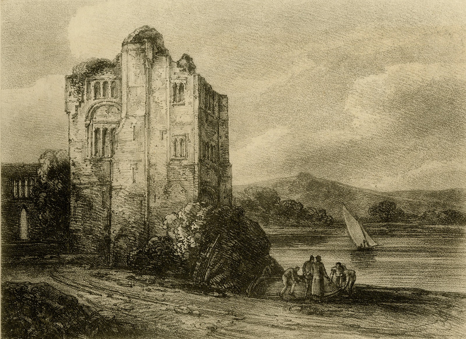 Antique Master Print-LANDSCAPE-NEWARK CASTLE-NOTTINGHAMSHIRE-Sherlock-1811