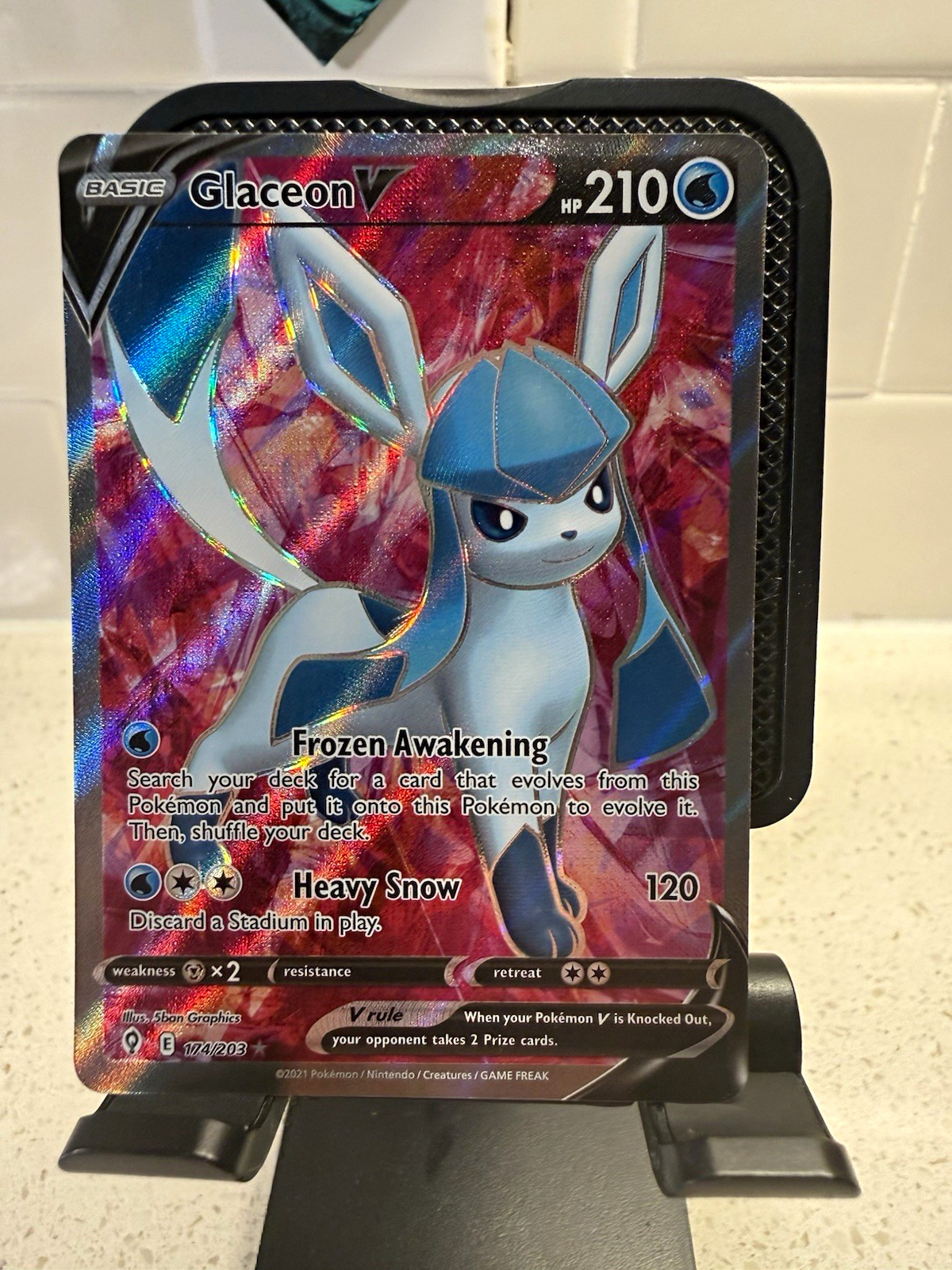 Glaceon V Full Art Holo Ultra Rare SWSH07 Evolving Skies 174/203 2021 EN Glaceon V Full Art Holo Ultra Rare SWSH07 Evolving Skies 174/203 2021 EN