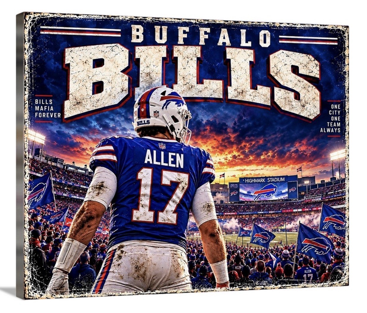 Josh Allen Canvas 16X20 NFL Buffalo Bills AFC New York Bills Mafia
