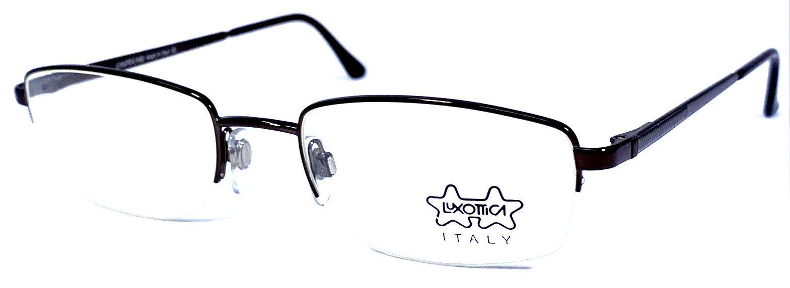 LUXOTTICA LU1327 F208 NOS Italy Dark Brown Half Rim 53-20-140 Eyeglasses Frame 