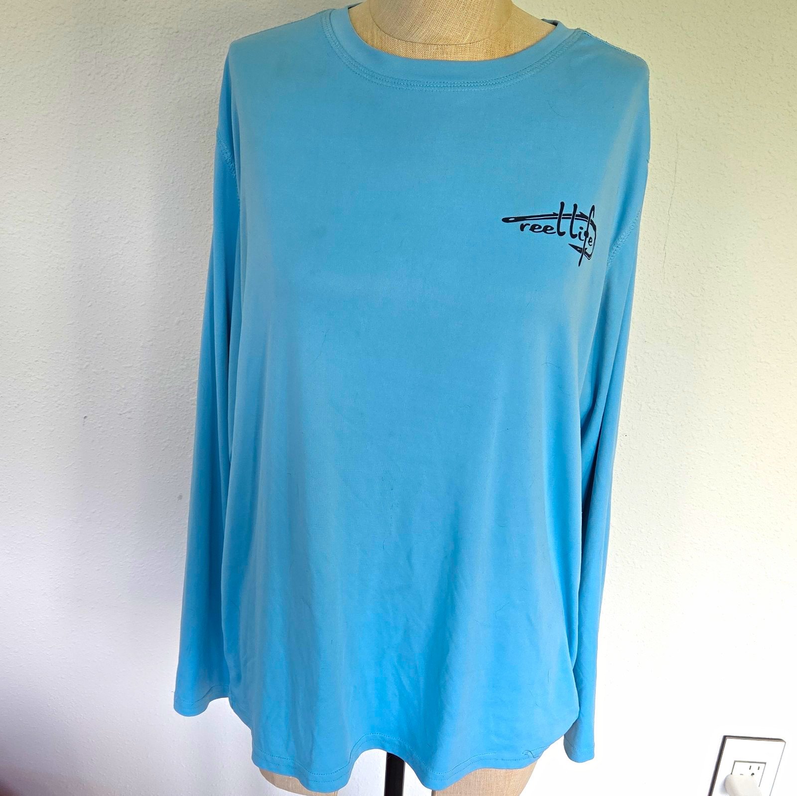 Reel Life Gear Raised on the Water L Blue Long Sleeve Crew Lightweight Tee