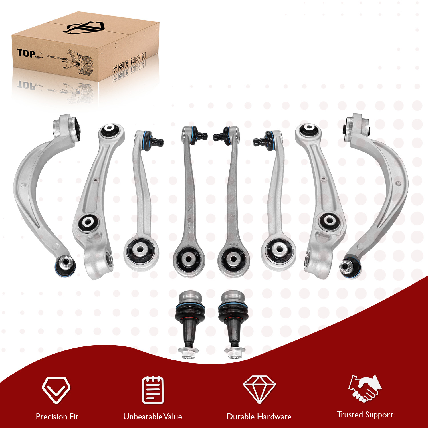 10pc Front Upper Control Arms and Ball Joints Kit For 12-18 Audi A6 A7 Quattro