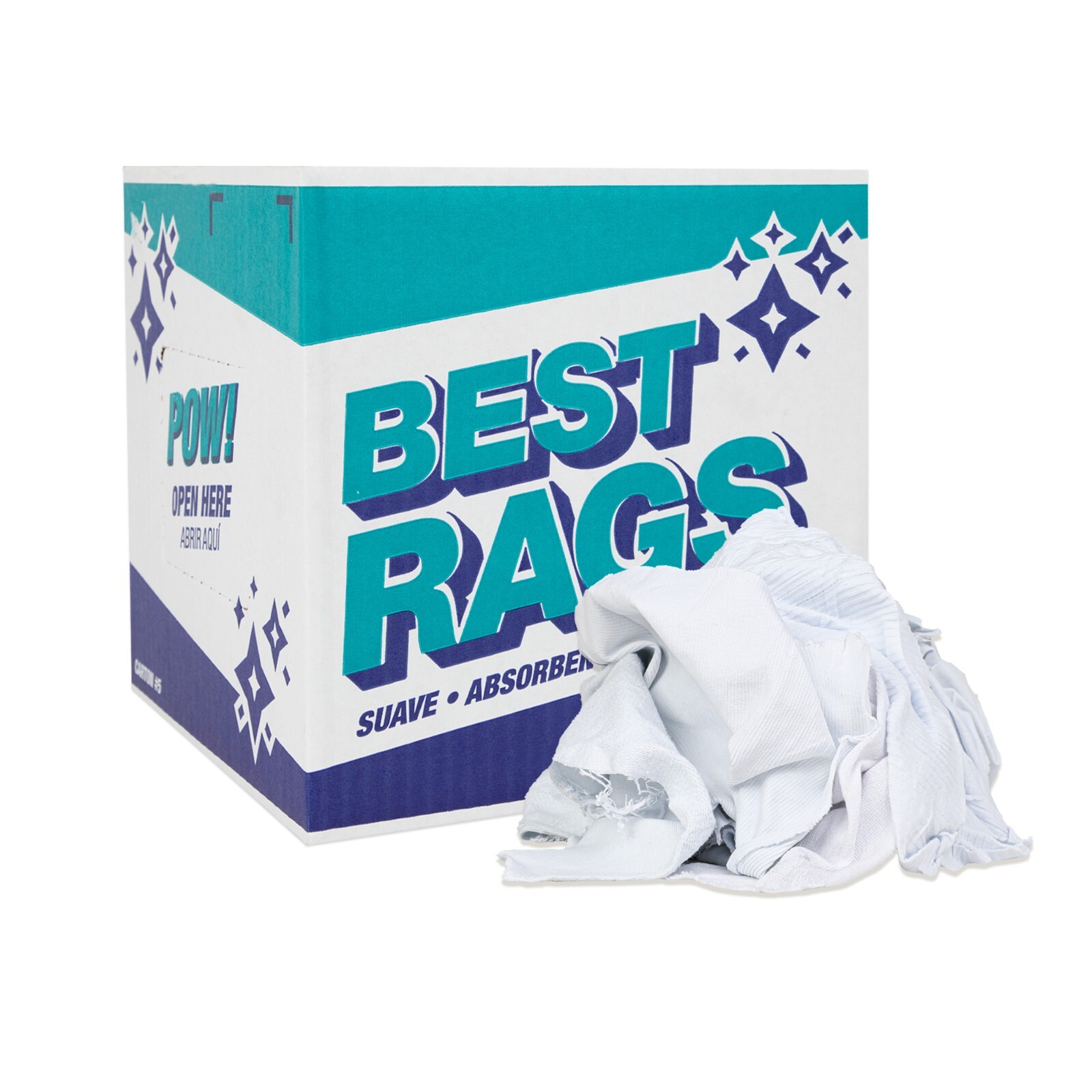 White Knit Cleaning Rags - Premium T-Shirt Absorbent Multipurpose, Size Options