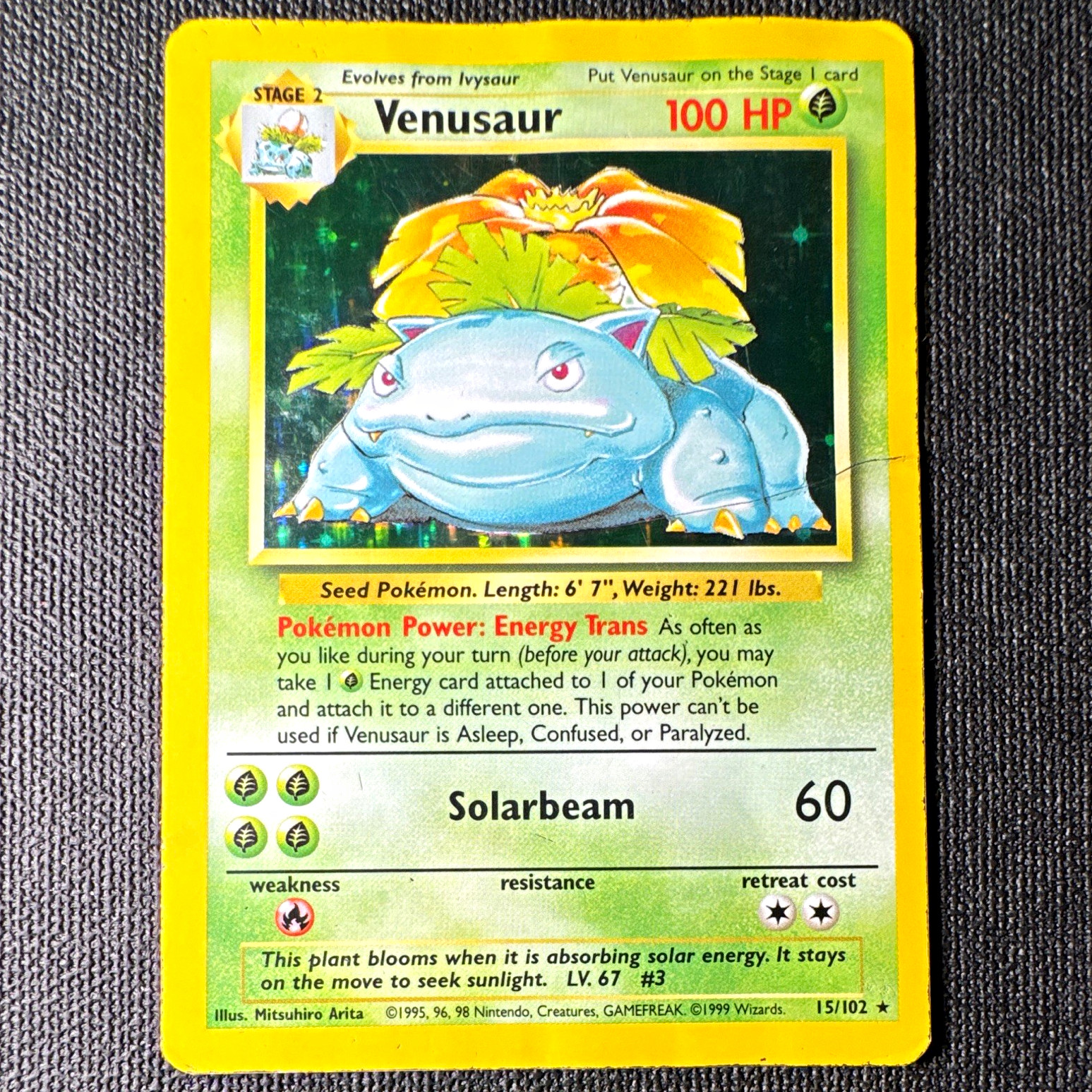 Venusaur Base Set 15/102 Holo Rare EN 1999 HP 100 ( HP-)  /  ( DMG)