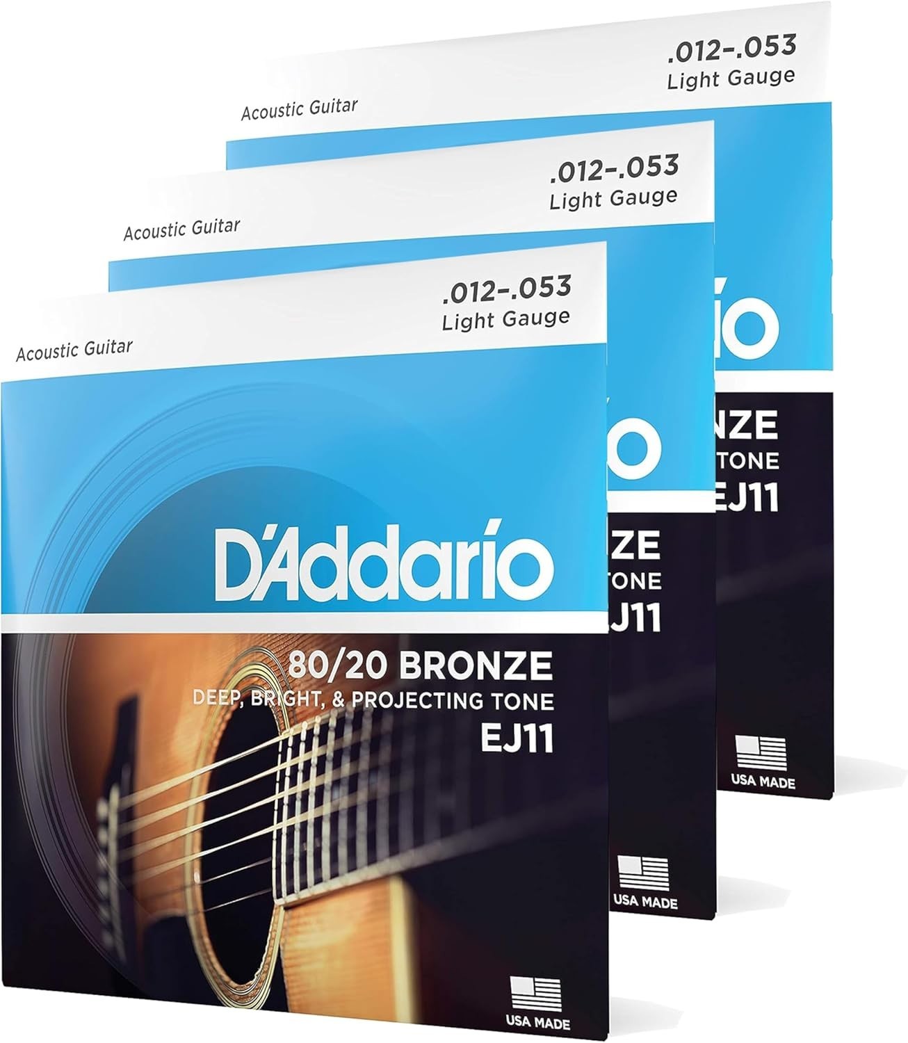 Cuerdas De Guitarra Acustica De Bronce 80/20 Oro Calibre Light Docelera Juego US
