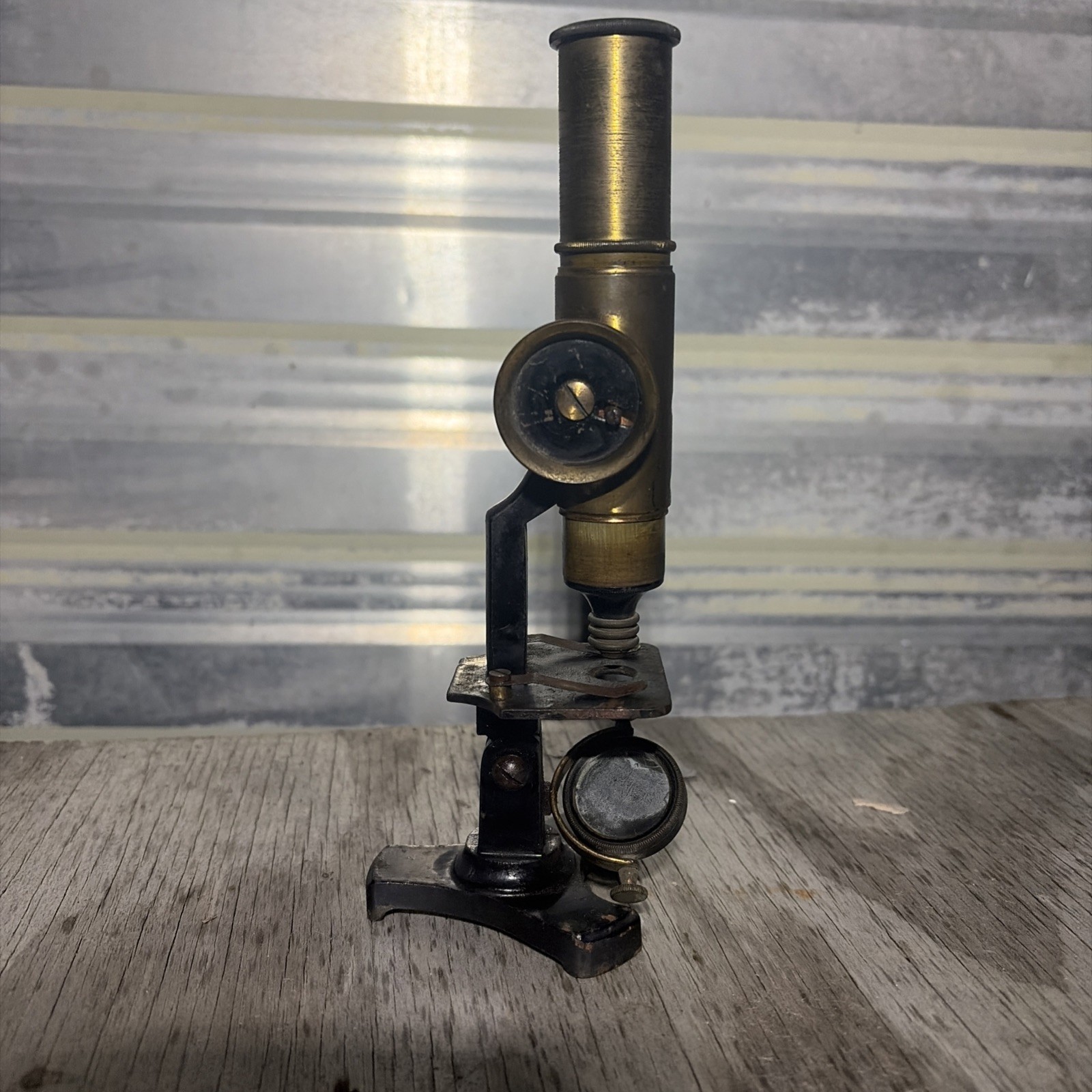 Antique 19th Century French Brass Pocket Field Microscope Marked \