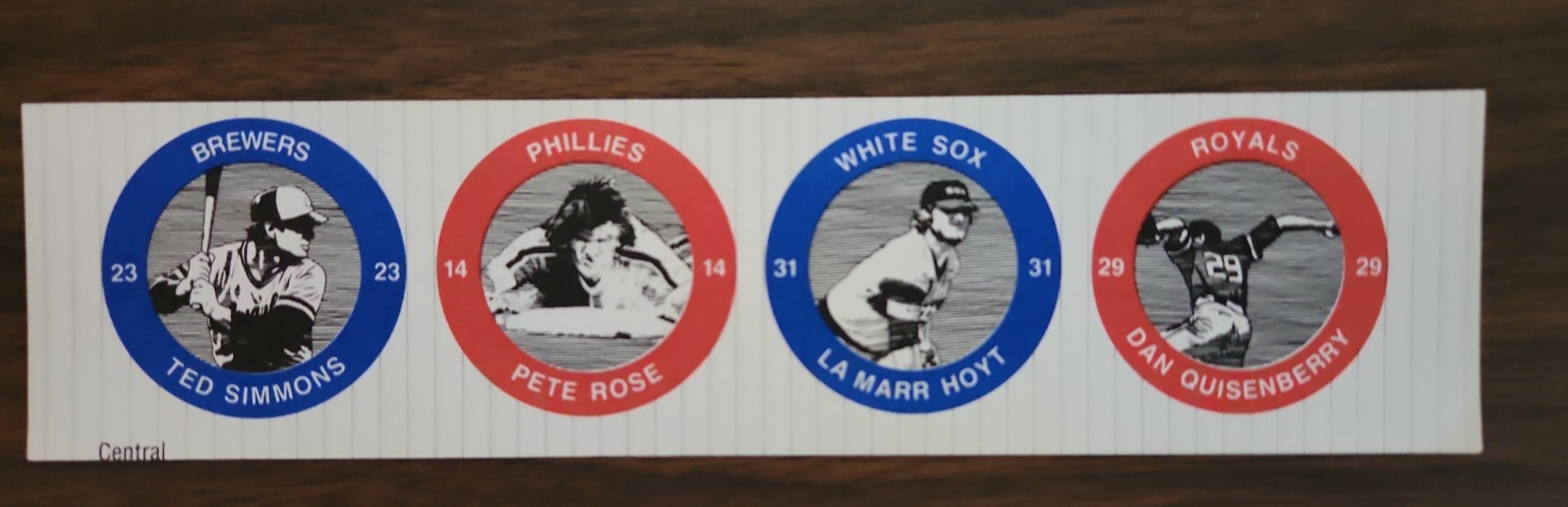 1984 7-11 SLURPEE Baseball Action 4-Coin Uncut Promo Sheet Central~Pete Rose~NM