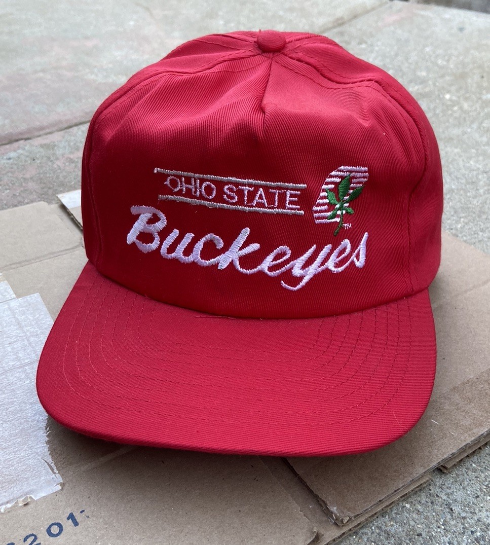 Vtg 90s Ohio State Buckeyes American Needle Red Script Snapback Hat Cap USA New