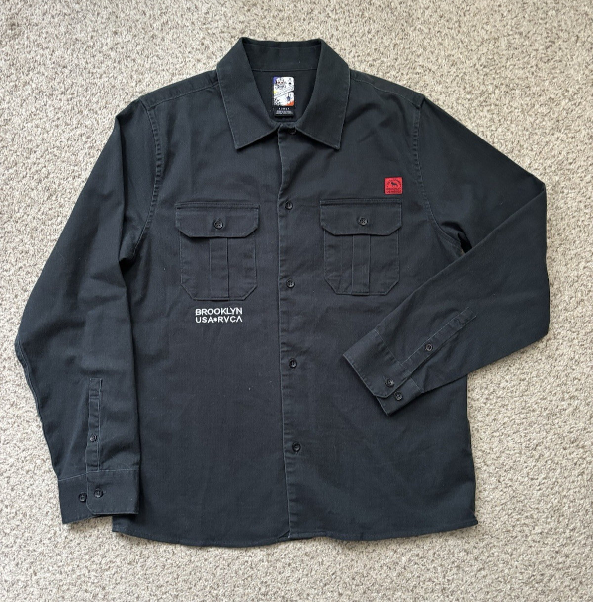 RVCA Shirt Mens Sz Small Charcoal Black RVCA x Smith St Light Canvas Workwear RVCA Shirt Mens Sz Small Charcoal Black RVCA x Smith St Light Canvas Workwear