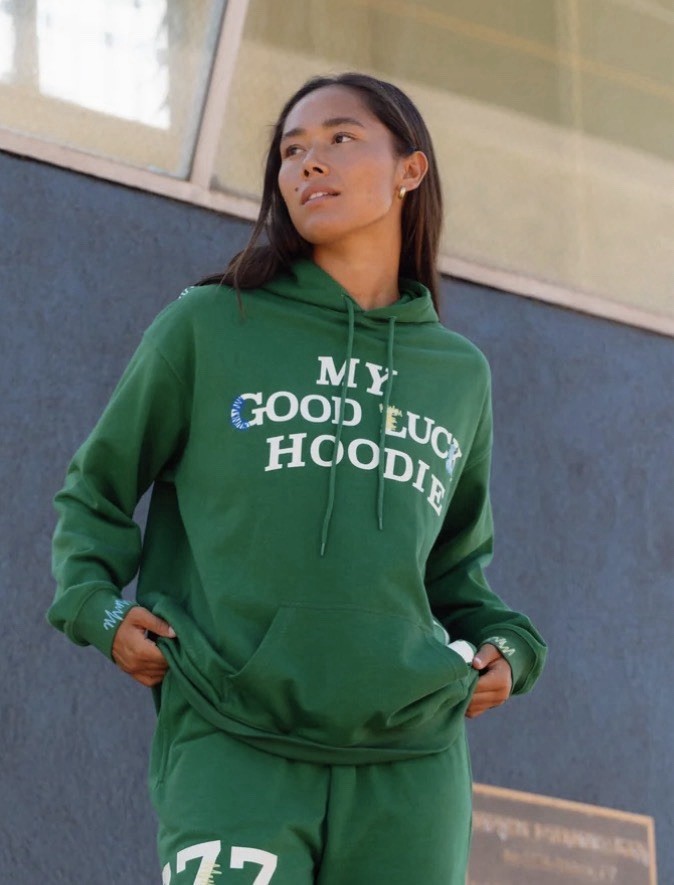 NWT The Mayfair Group Women’s Green “My Good Luck Hoodie” Oversized - L/XL