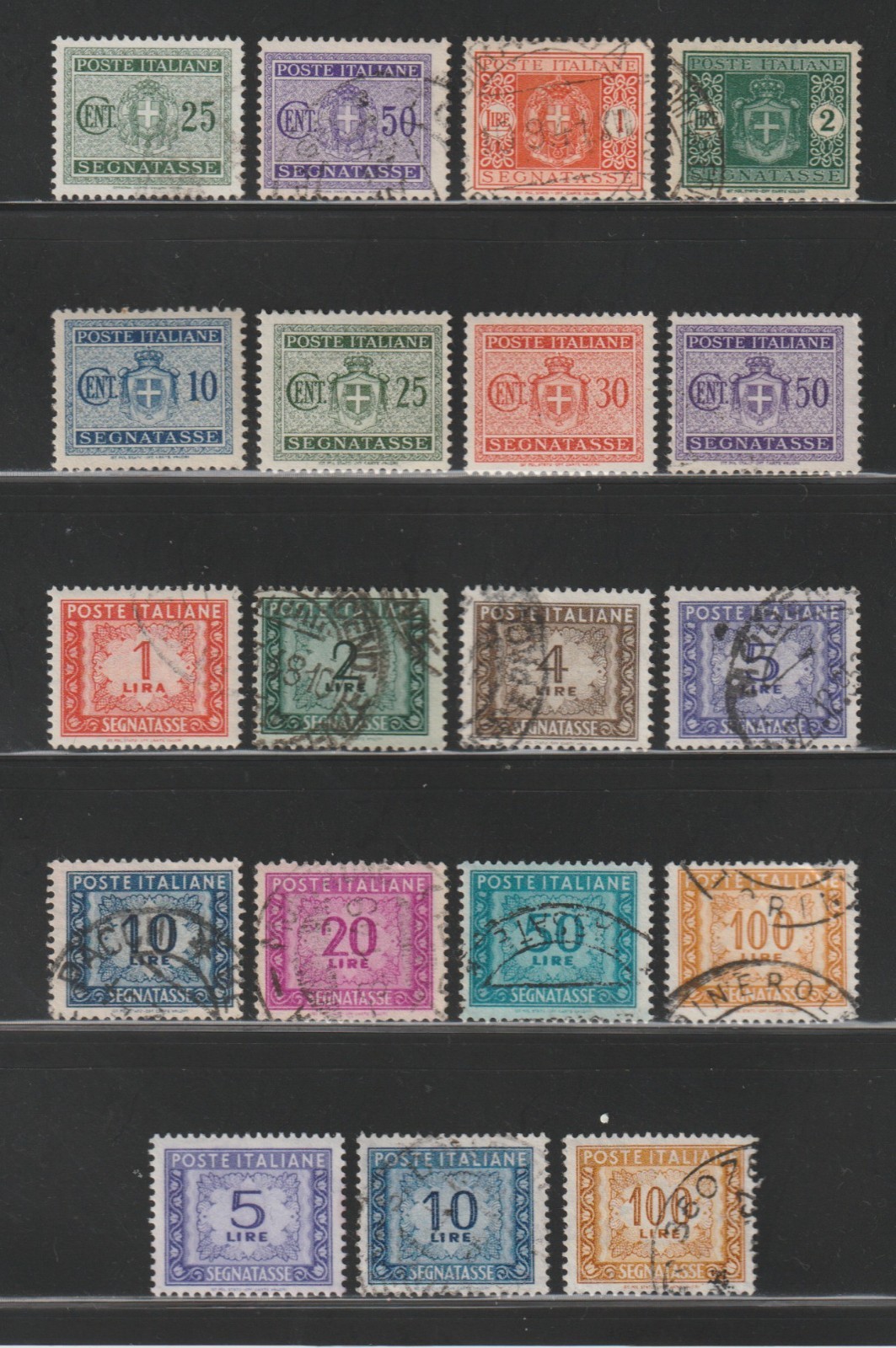 Italy Postage Due Stamps, 1924-55, Used/Unused, Scott # J31 | J92, Set of 19