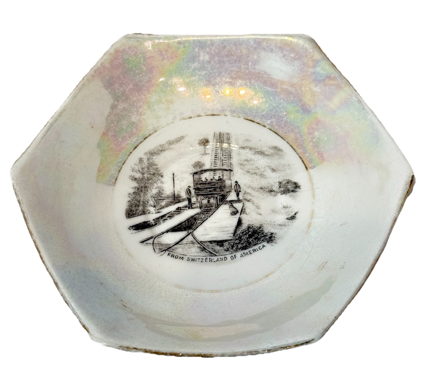 Mauch Chunk Pennsylvania PA Antique SWITZERLAND Souvenir TRINKET DISH PLATE