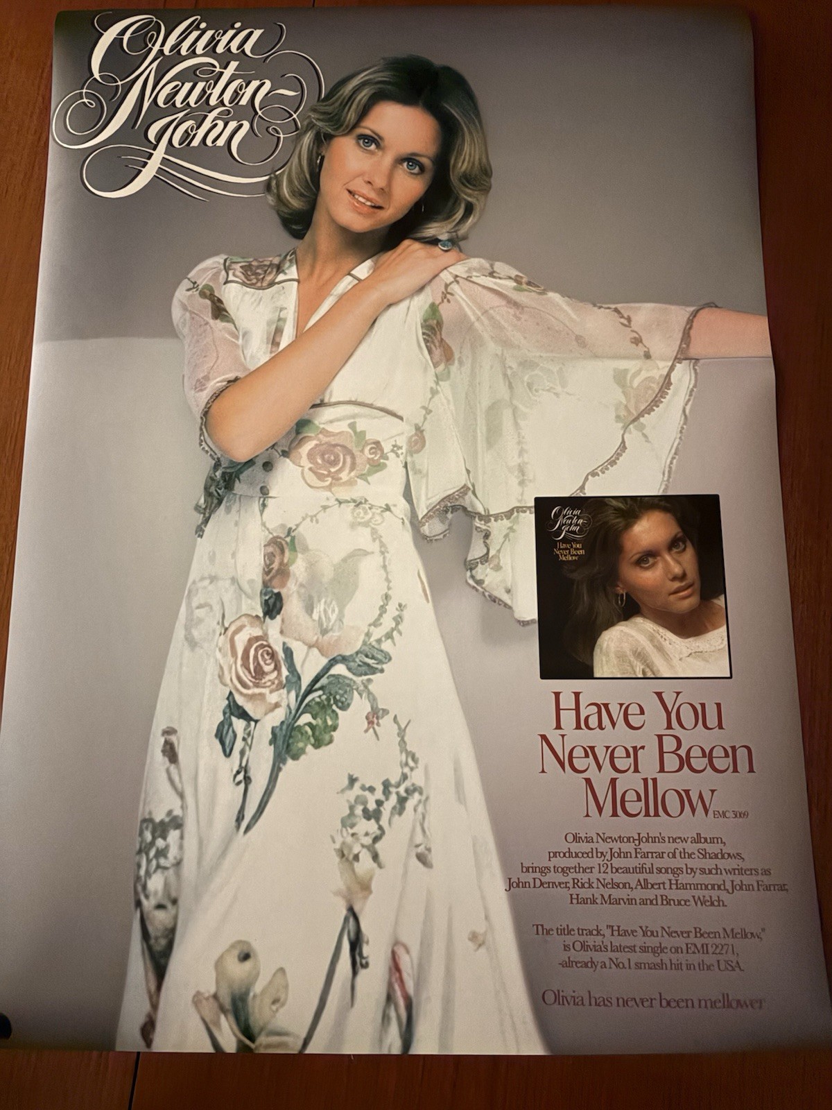 Olivia Newton-John Have You Never Been Mellow promo poster 19.6 x 27.5 inch Olivia Newton-John Have You Never Been Mellow promo poster 19.6 x 27.5 inch