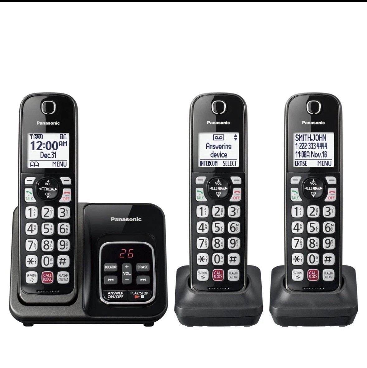 Panasonic Cordless Phone KX-TGD833M Advanced Call Block Caller ID 3 Handset