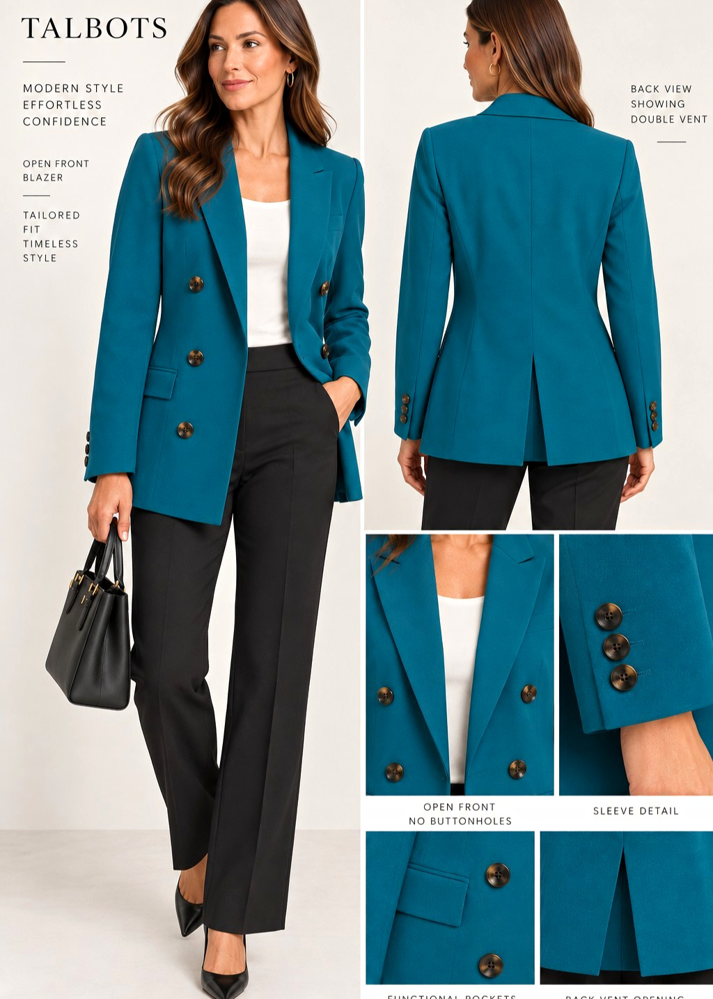 Talbots City Twill Open Front Blazer. Size 12P Talbots City Twill Open Front Blazer. Size 12P