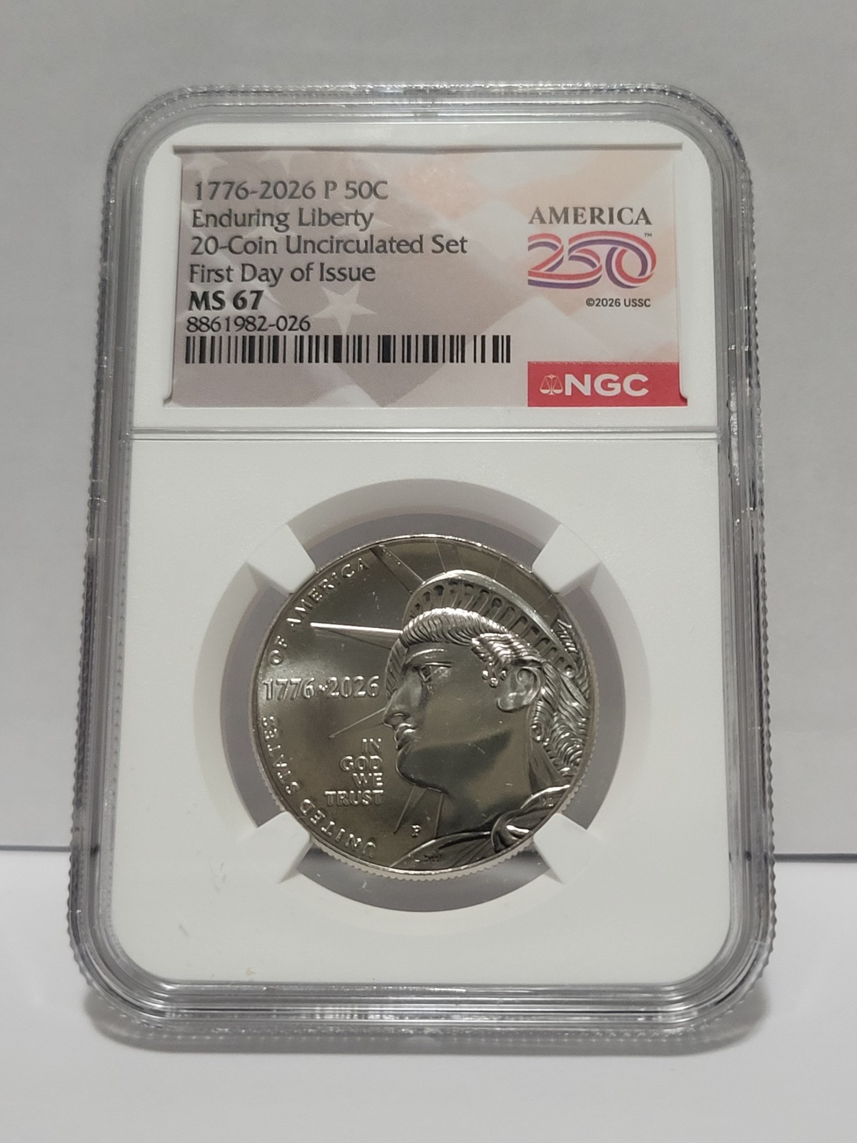 🔥1776 2026 P Enduring Liberty Half Dollar 50c NGC MS67 First Day of  Issue FDOI