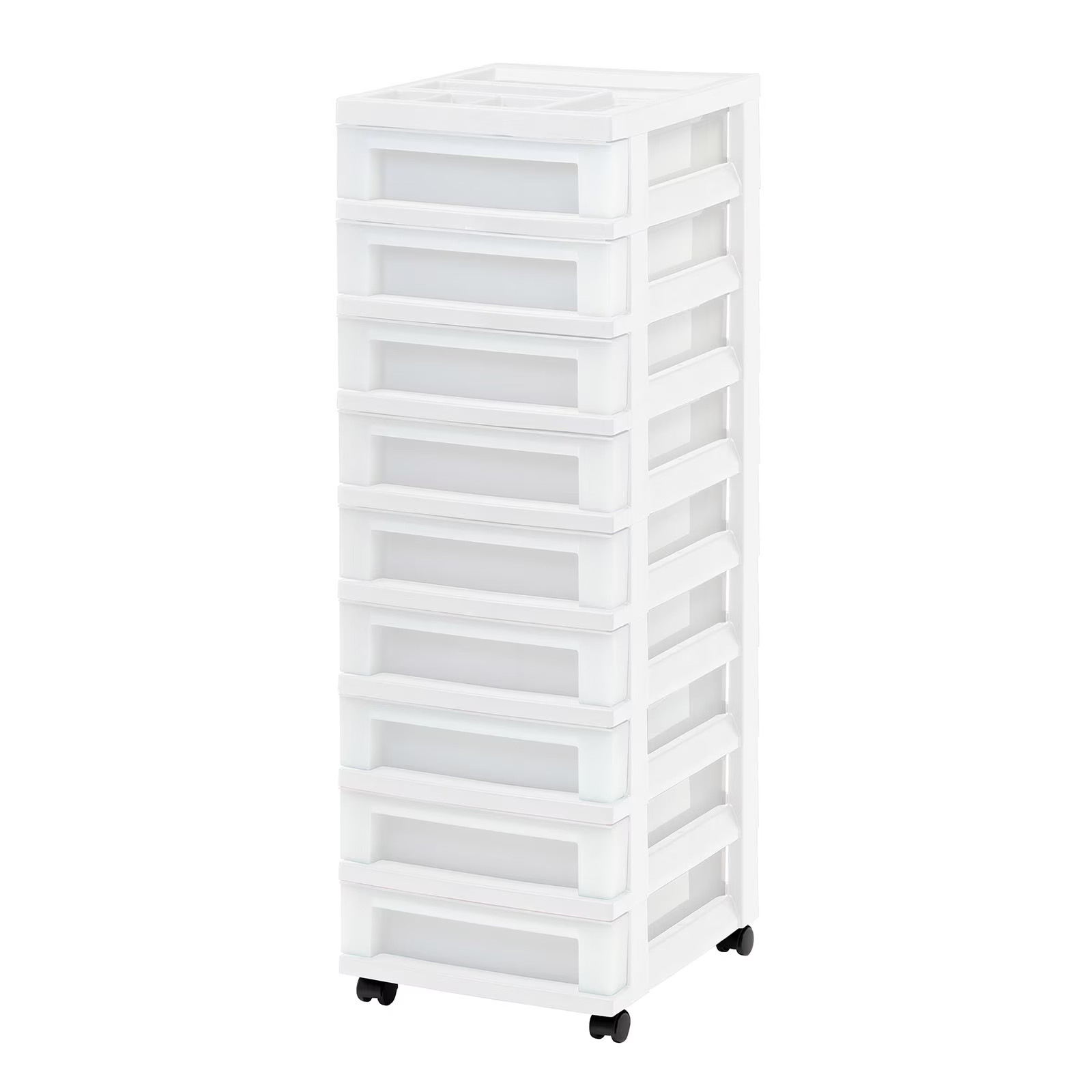 IRIS 9-Drawer Narrow Plastic Storage Drawer Cart with Organizer Top, White IRIS 9-Drawer Narrow Plastic Storage Drawer Cart with Organizer Top, White