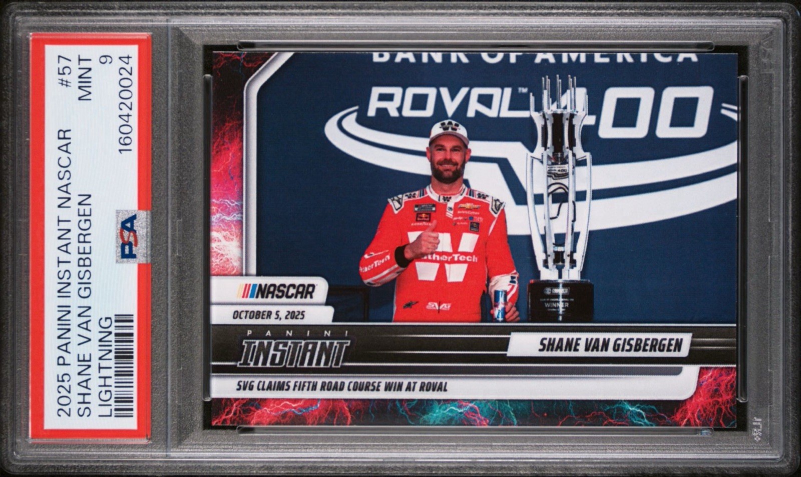 2025 Panini Instant Racing #57 SVG Shane Van Gisbergen Lightning /5 - PSA 9 2025 Panini Instant Racing #57 SVG Shane Van Gisbergen Lightning /5 - PSA 9