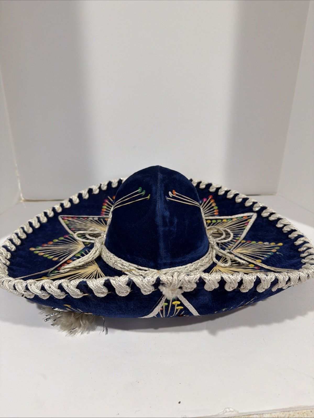 Gorgeous Pigalle XXXXX Mariachi Sombrero Blue Velvet White Trim Mexican 19” Hat Gorgeous Pigalle XXXXX Mariachi Sombrero Blue Velvet White Trim Mexican 19” Hat