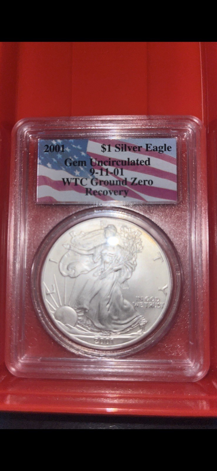 U.S. Mint 2001 9/11 $1 American Silver Eagle 1 oz .999 Gem UNC WTC Recovery