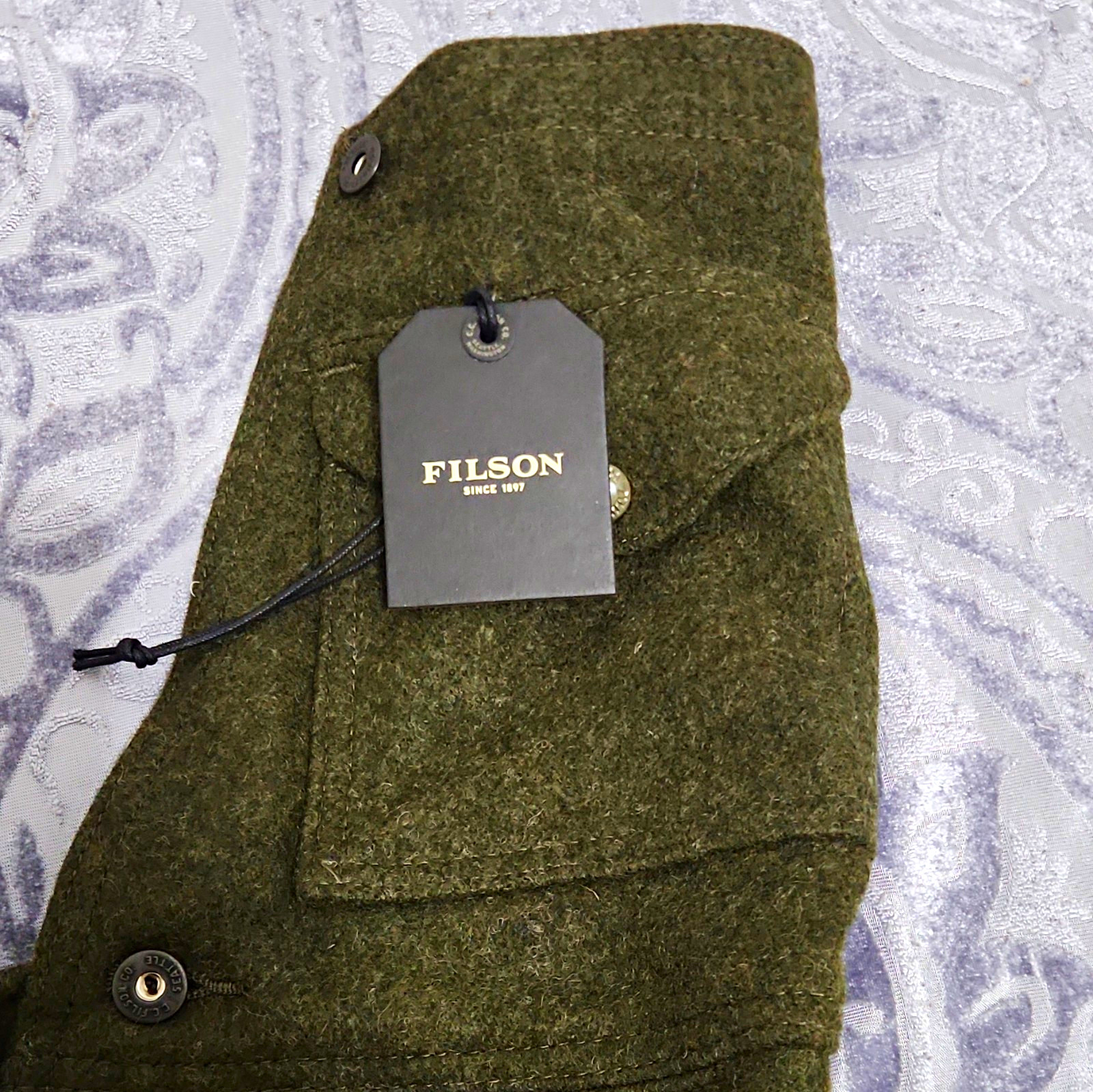 Filson Men’s Wool Bibs Green Solid Size 32 Suspender Buttons Made in USA
