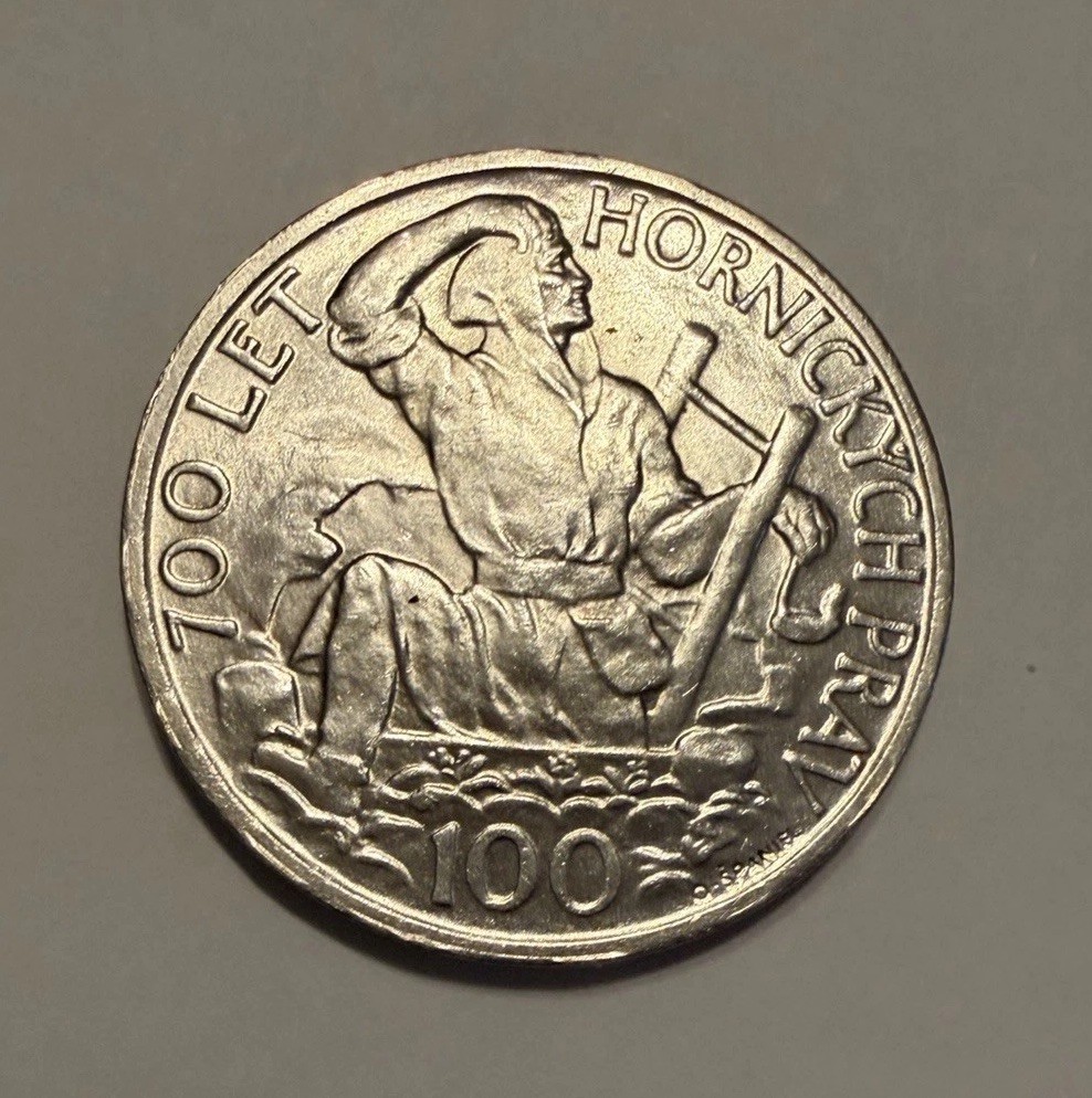 1949 Czechoslovakia 100 Korun Silver Frosty White BU 14.12g KM#74