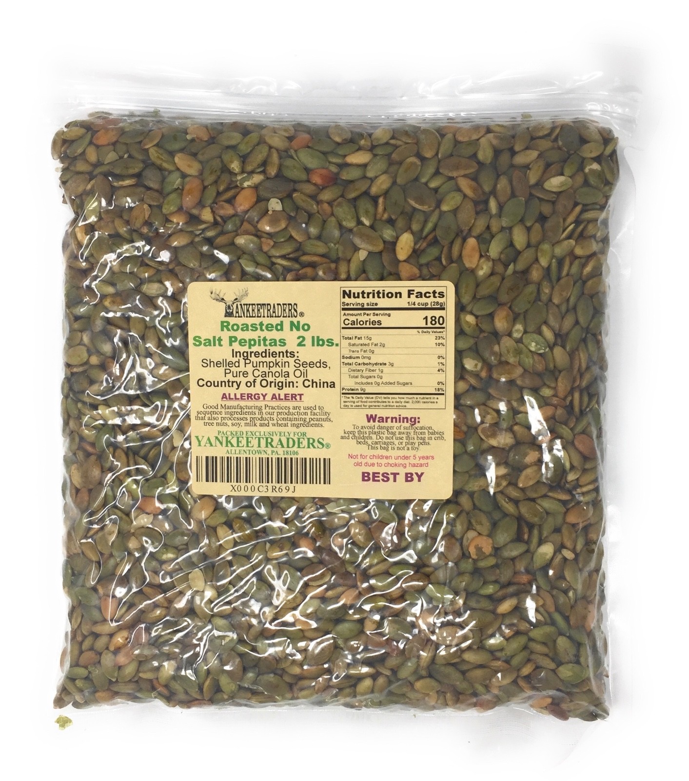 Roasted, No Salt Pumpkin Seeds(Pepitas), 2 lbs. ~ YANKEETRADERS® ~ Roasted, No Salt Pumpkin Seeds(Pepitas), 2 lbs. ~ YANKEETRADERS® ~