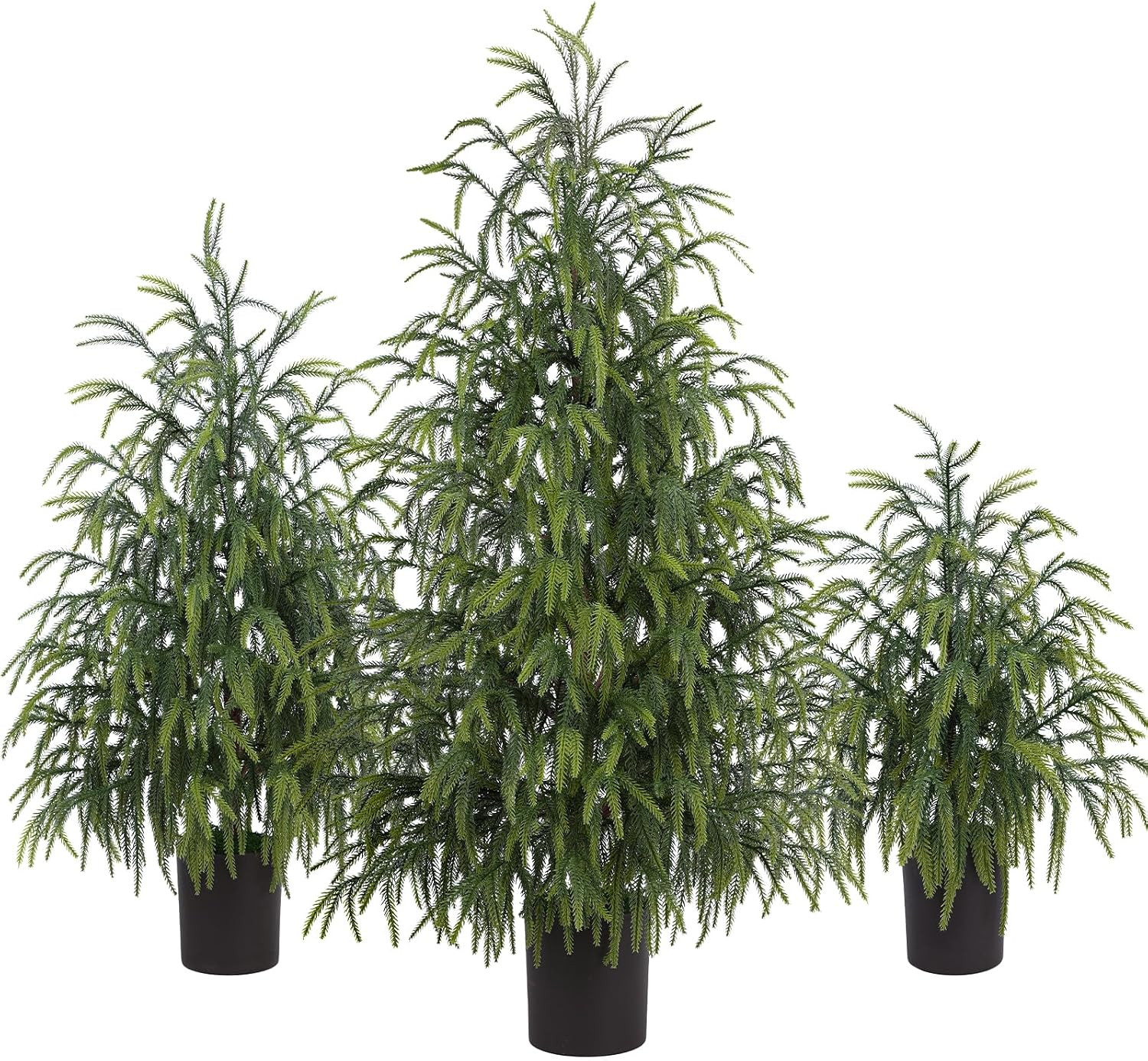 3Pcs Christmas Norfolk Pine Tree, 2FT 3FT 4FT Real Touch Artificial Tree
