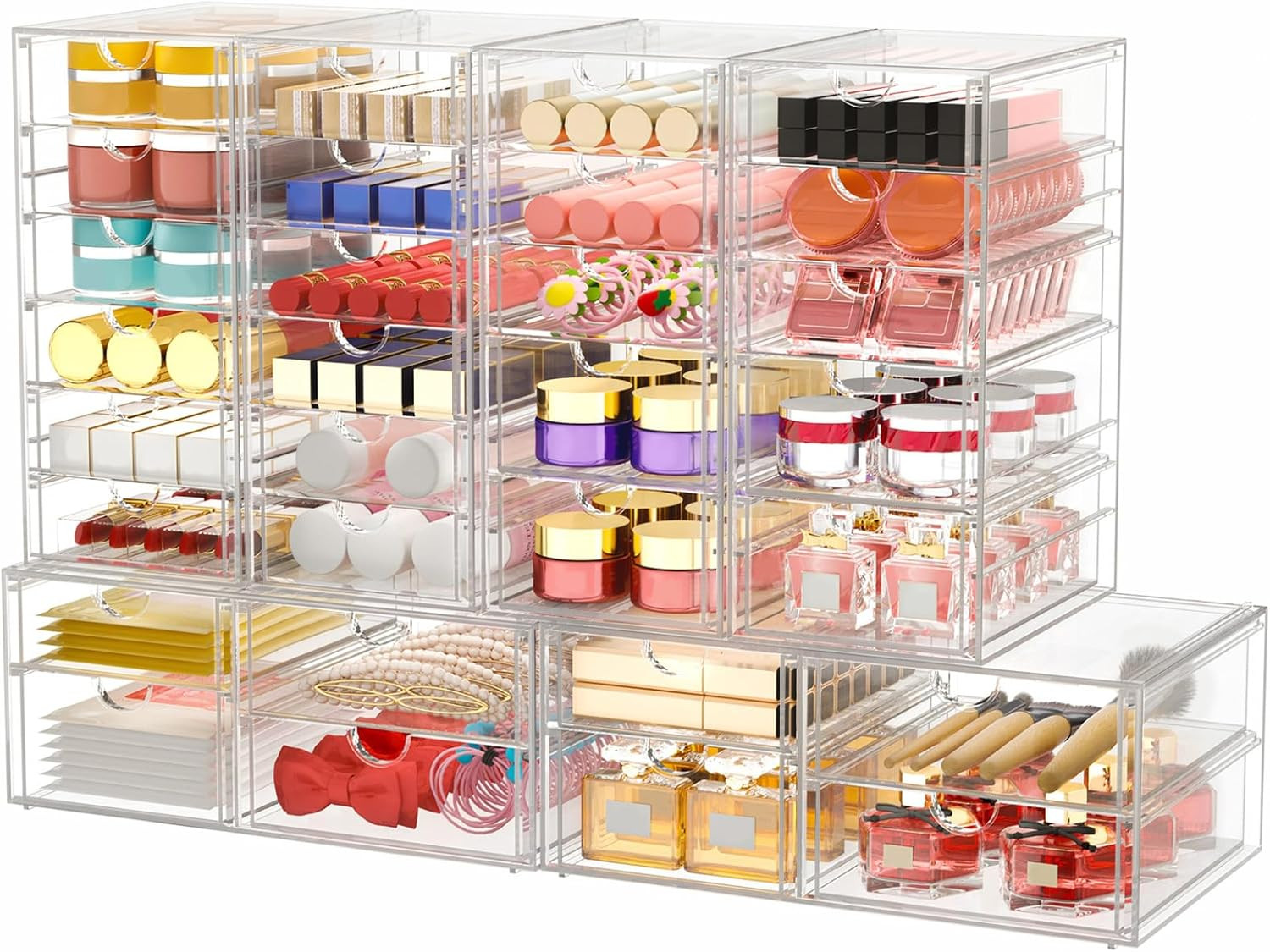 caktraie Makeup Organizer Storage With 30 Drawers, 6 Pcs Desktop Office Supplies