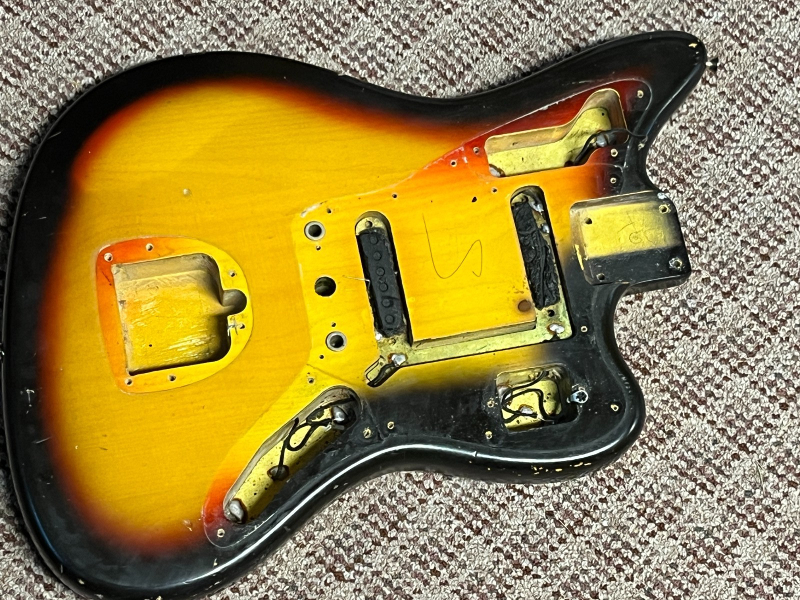 1965 1966 Fender Jaguar guitar body original sunburst 1965 1966 Fender Jaguar guitar body original sunburst