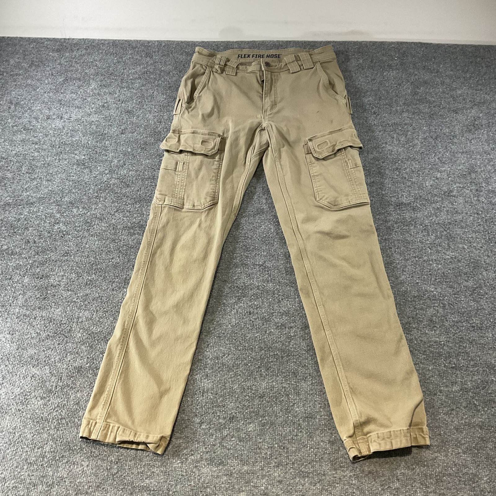 Duluth Trading Co Flex Fire Hose Cargo Pants Khaki Tan Mens Workwear 30x32