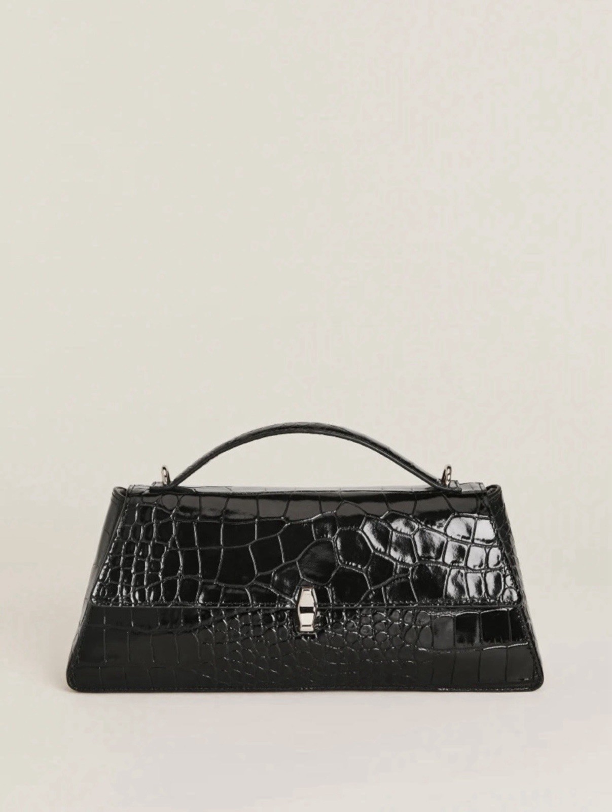 NWT Reformation Gia Women’s Shoulder Bag Black Croc Crossbody 