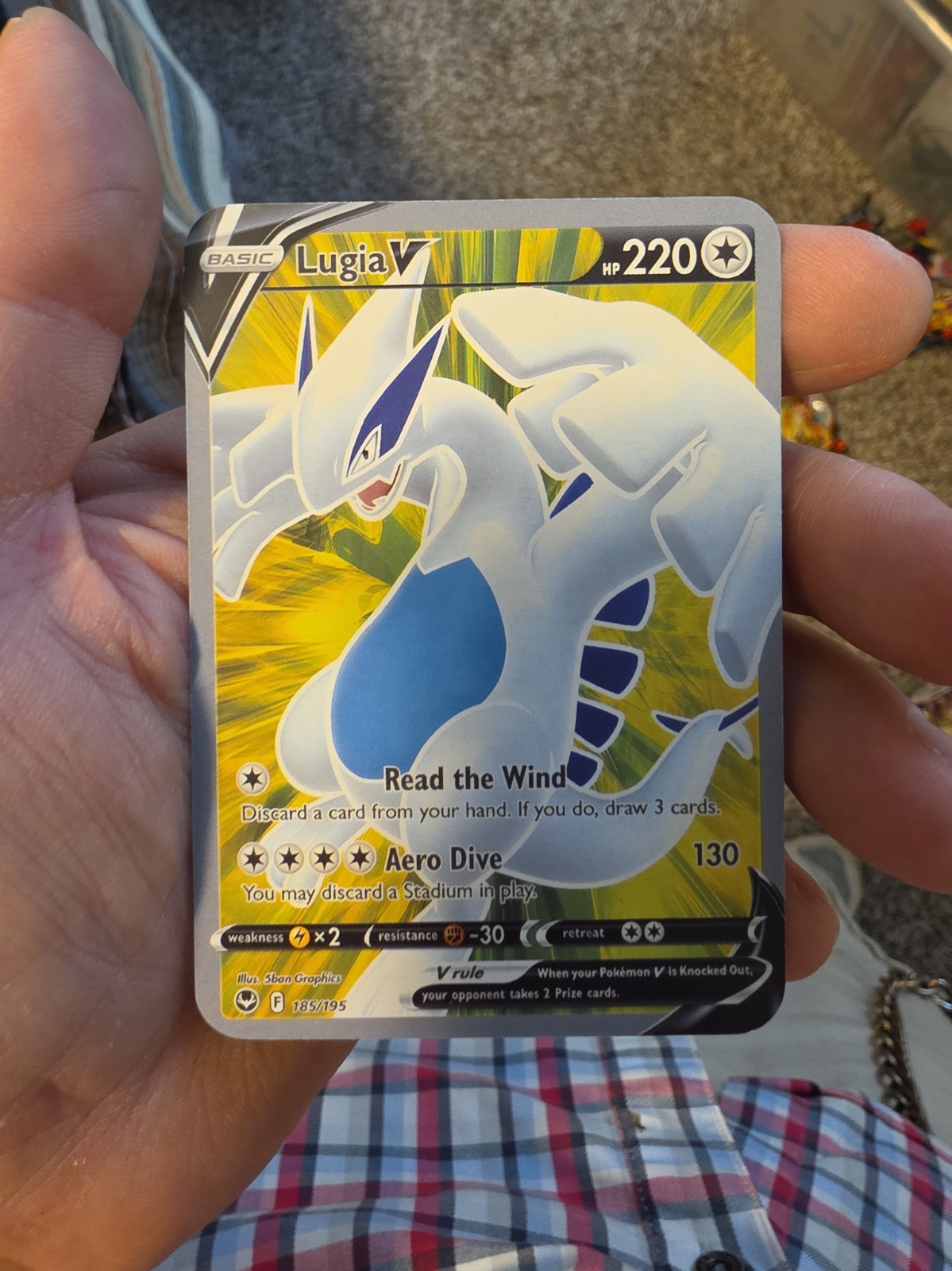Pokémon TCG Lugia V Ultra Rare Full Art Holo Silver Tempest 185/195 Eng