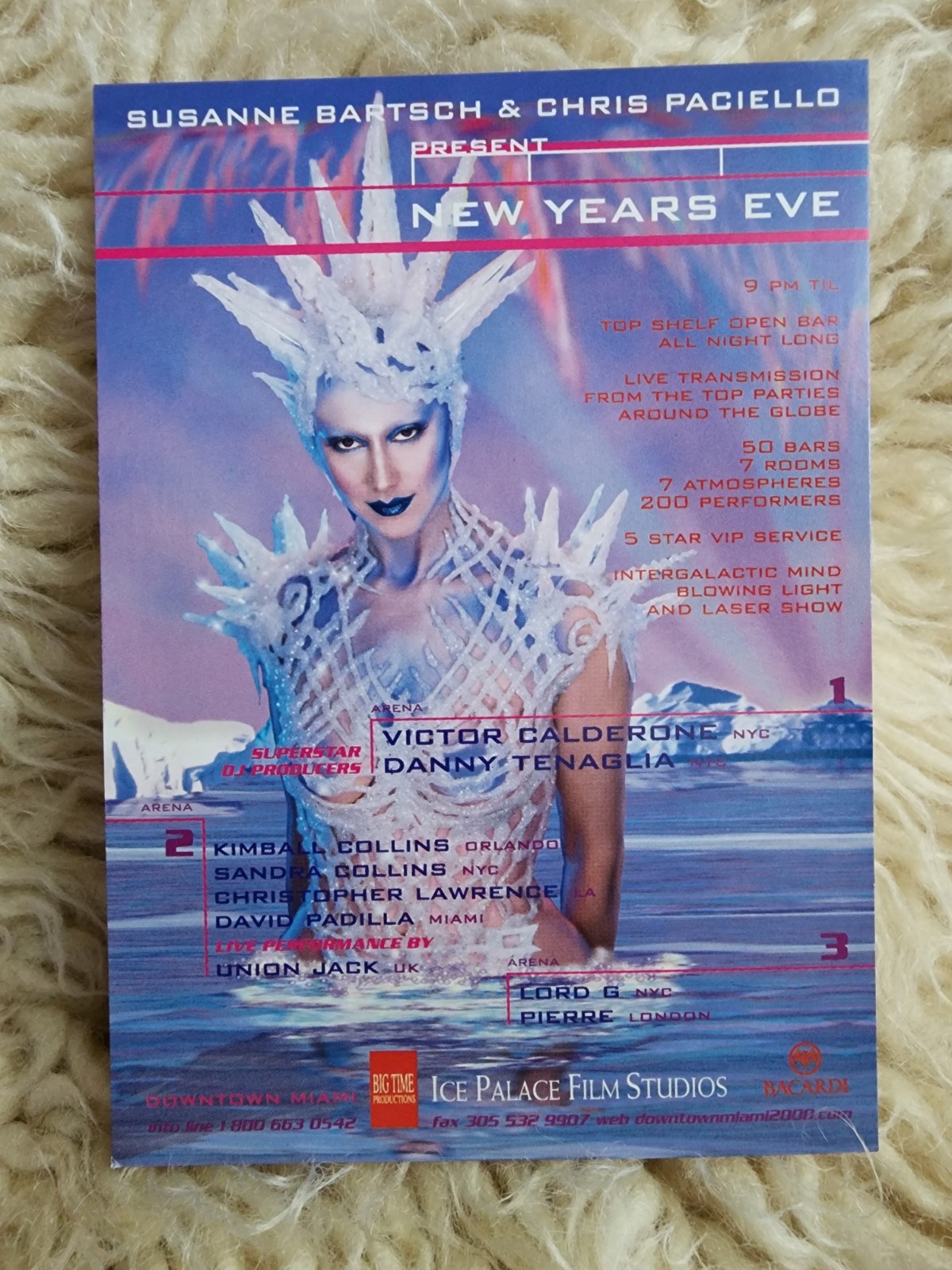Vintage 1999 New Year's Eve Ice Palace Film Studio Rave Event Flyer Y2K Miami FL