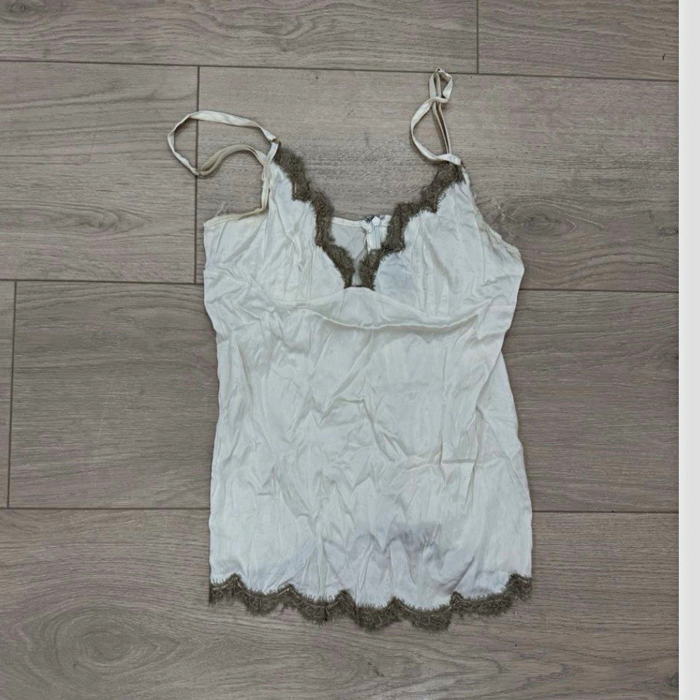 Dolce & Gabbana Women’s White Silk Satin Camisole Lace Trim Adjustable Straps
