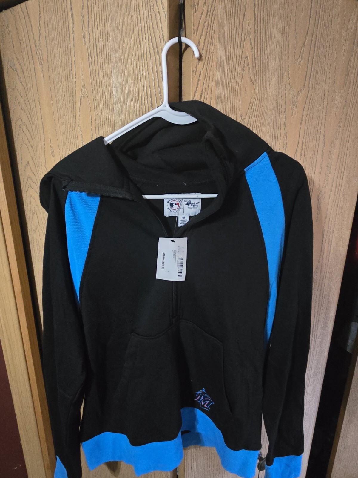 Miami Marlins MLB Hoodie Womens Medium NWT G-III Carl Banks Quarter Zip Pullover