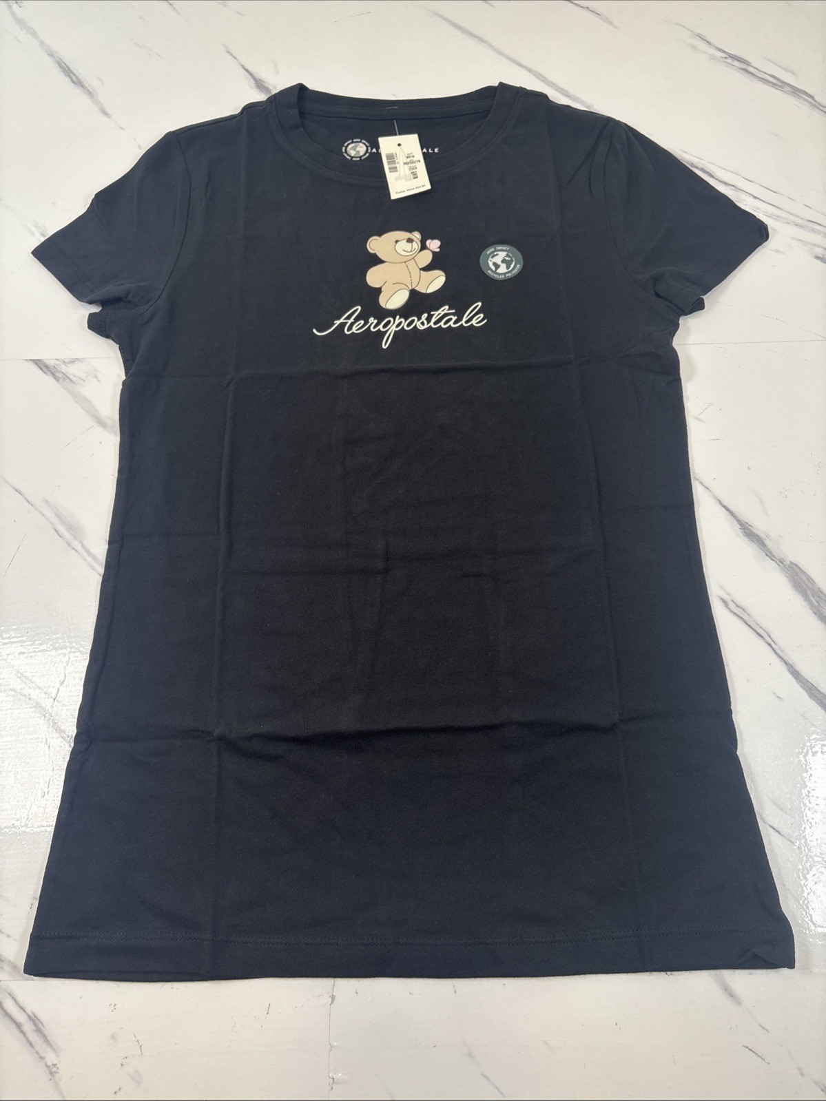 Aeropostale Classic Crew T-Shirt Short Sleeve Black Size Medium