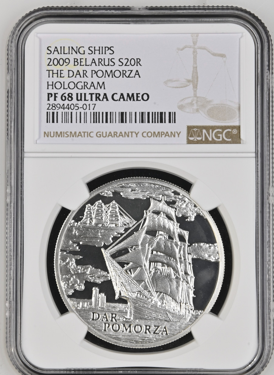 20 ROUBLES 2009 BELARUS THE DAR POMORZA HOLOGRAM SILVER PROOF NGC PF68 20 ROUBLES 2009 BELARUS THE DAR POMORZA HOLOGRAM SILVER PROOF NGC PF68