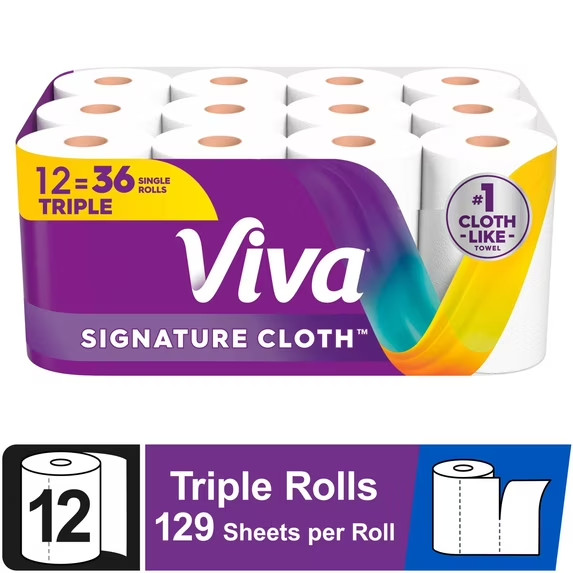Viva Signature Cloth Paper Towels 12 Triple Rolls 129 Sheets Per Roll