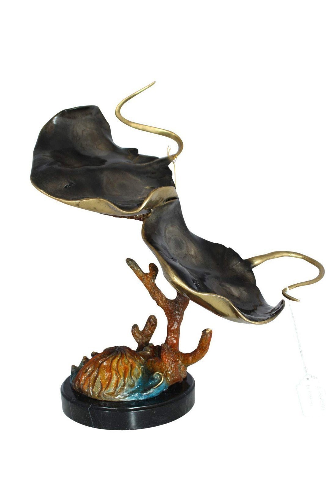 Two Manta Ray Raging Bronze Statue - Size: 17\