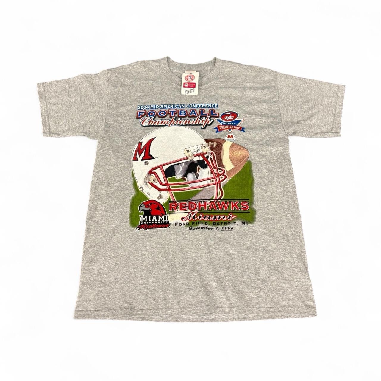 2004 MAC football championship Miami RedHawks College tshirt Sz L VTG Y2K