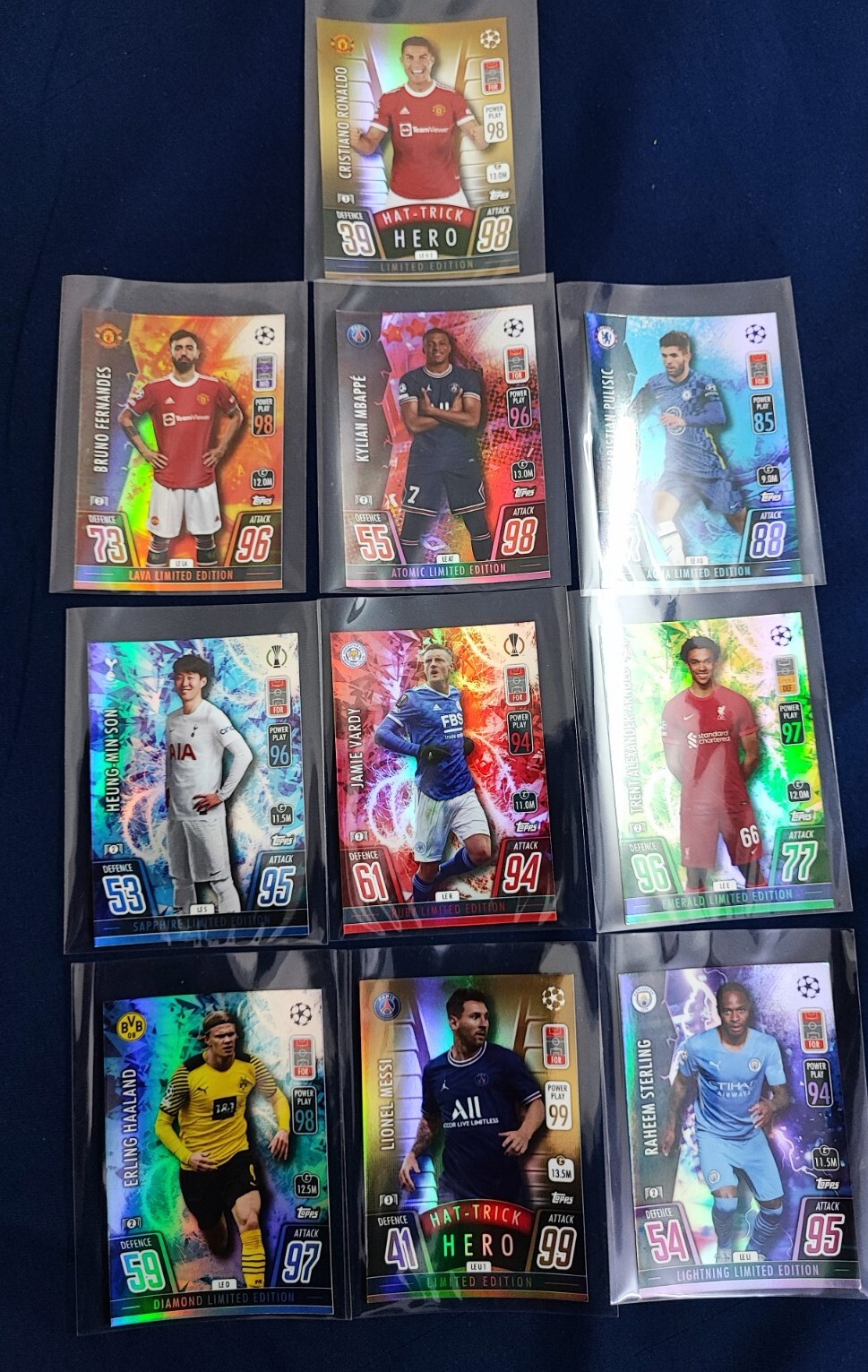 Topps match attax 2021/22  Limited 10 Cards Mbappe Haaland Ronaldo Messi foil 