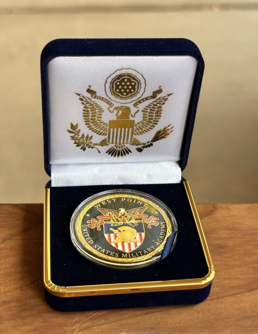 U.S. West Point Military Academy Challenge Coin in Blue Velvet Case ·GREAT GIFT·