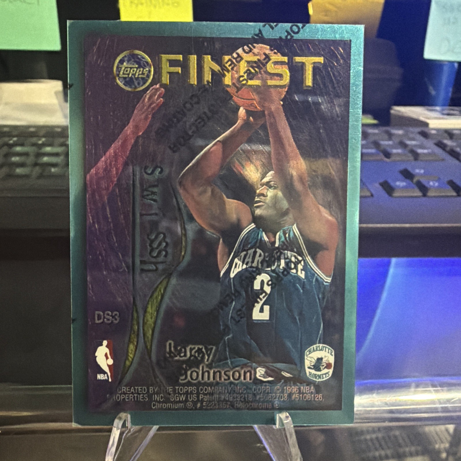 1995-96 Topps Finest Dish and Swish Muggsy Bogues Tyrone Larry Johnson #DS3 e1e