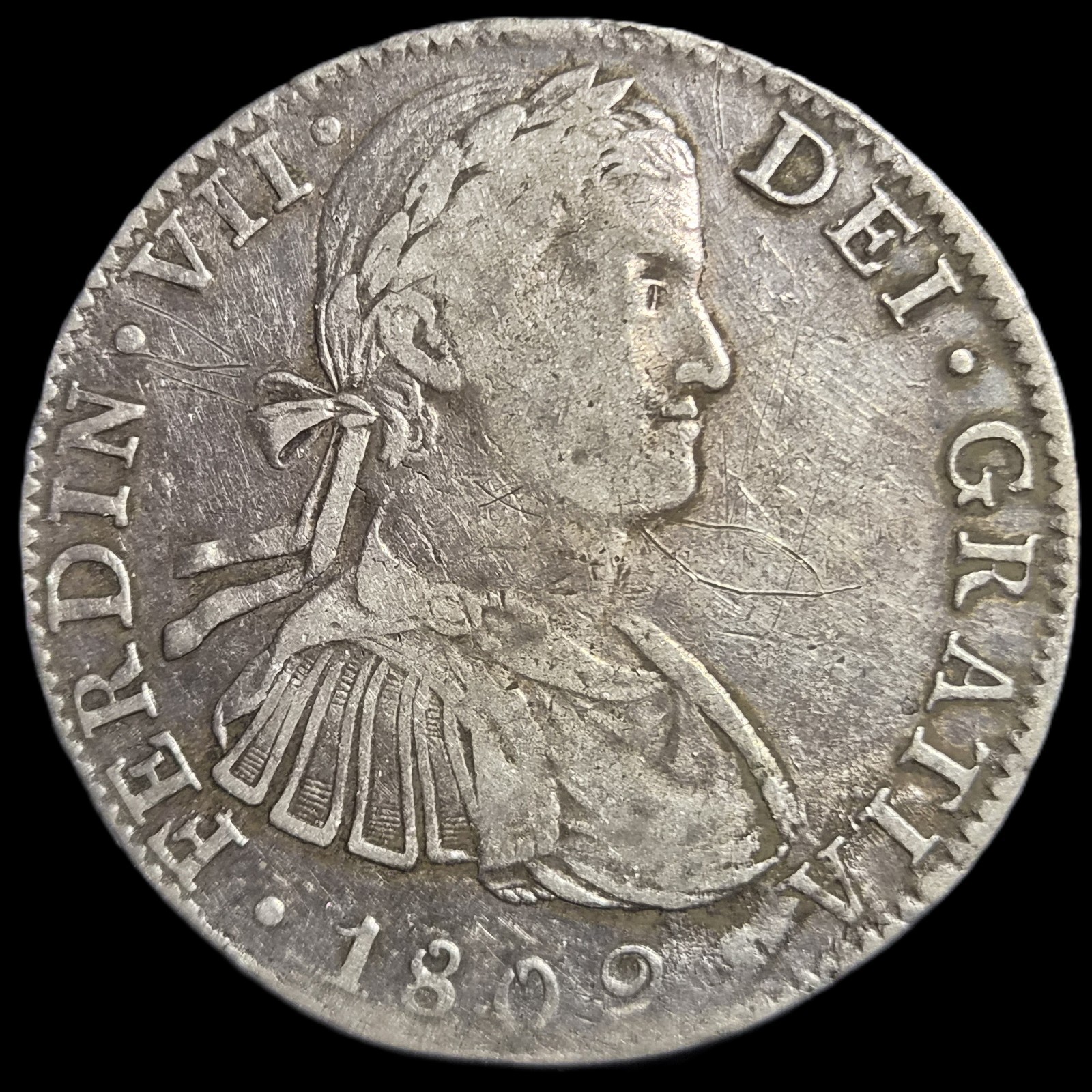 Mexico Spanish Colonial 8 Reales Ferdin Ferdinand VII 1809 Mo TH MexicoCity Mint